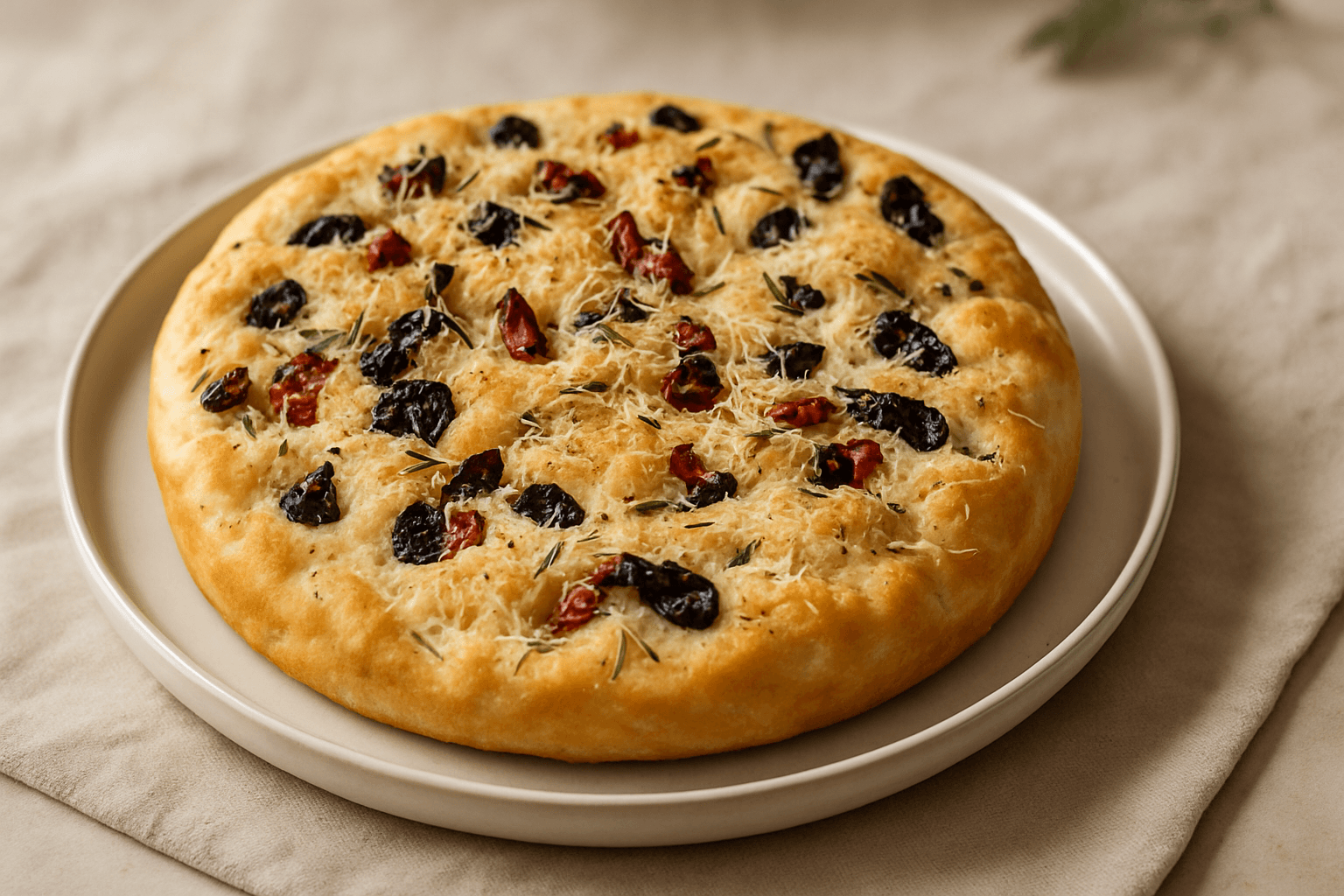 Biberiyeli ve Zeytinli Focaccia Tarifi