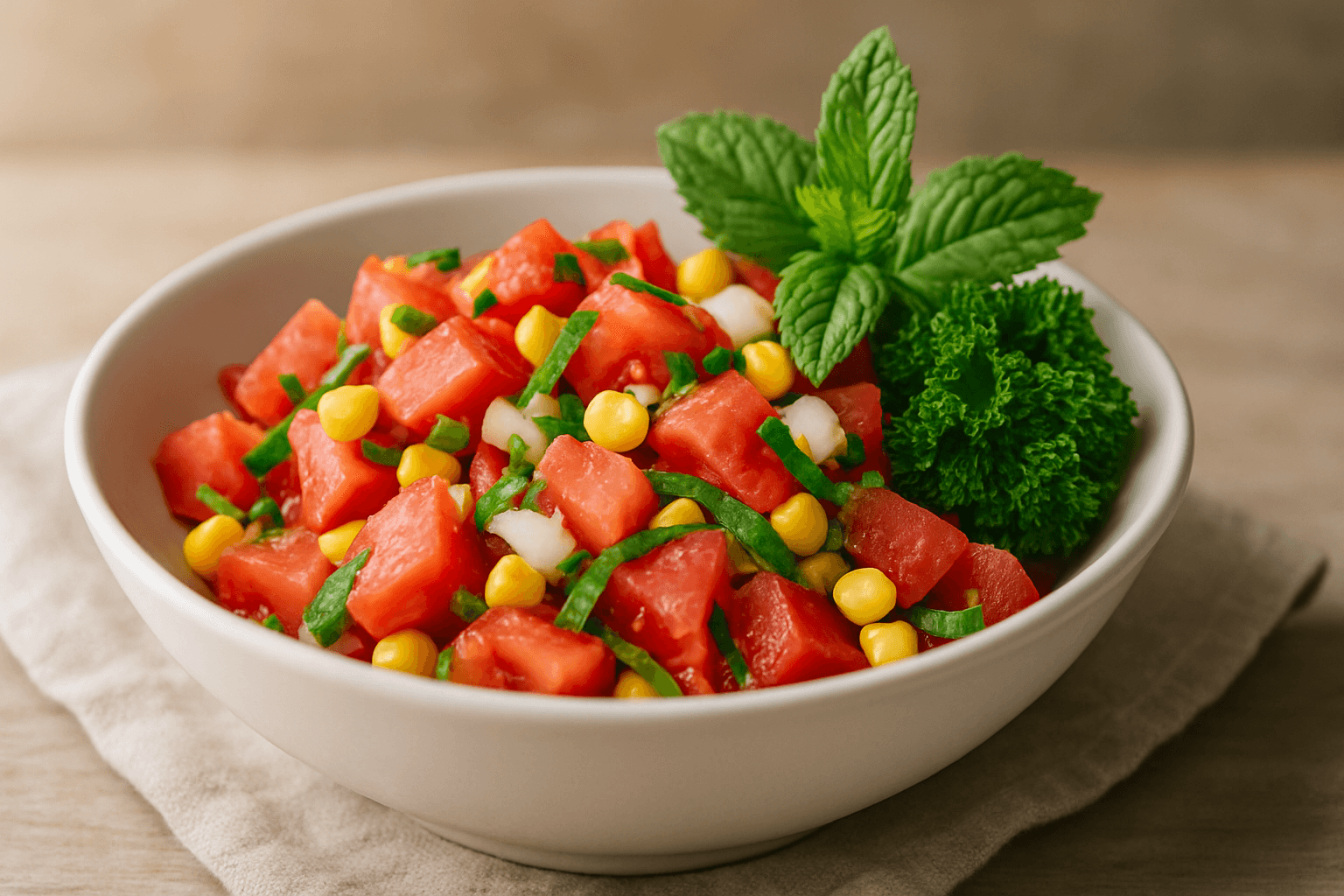 Domates Salatası Tarifi (Mısırlı, Taze Otlu)