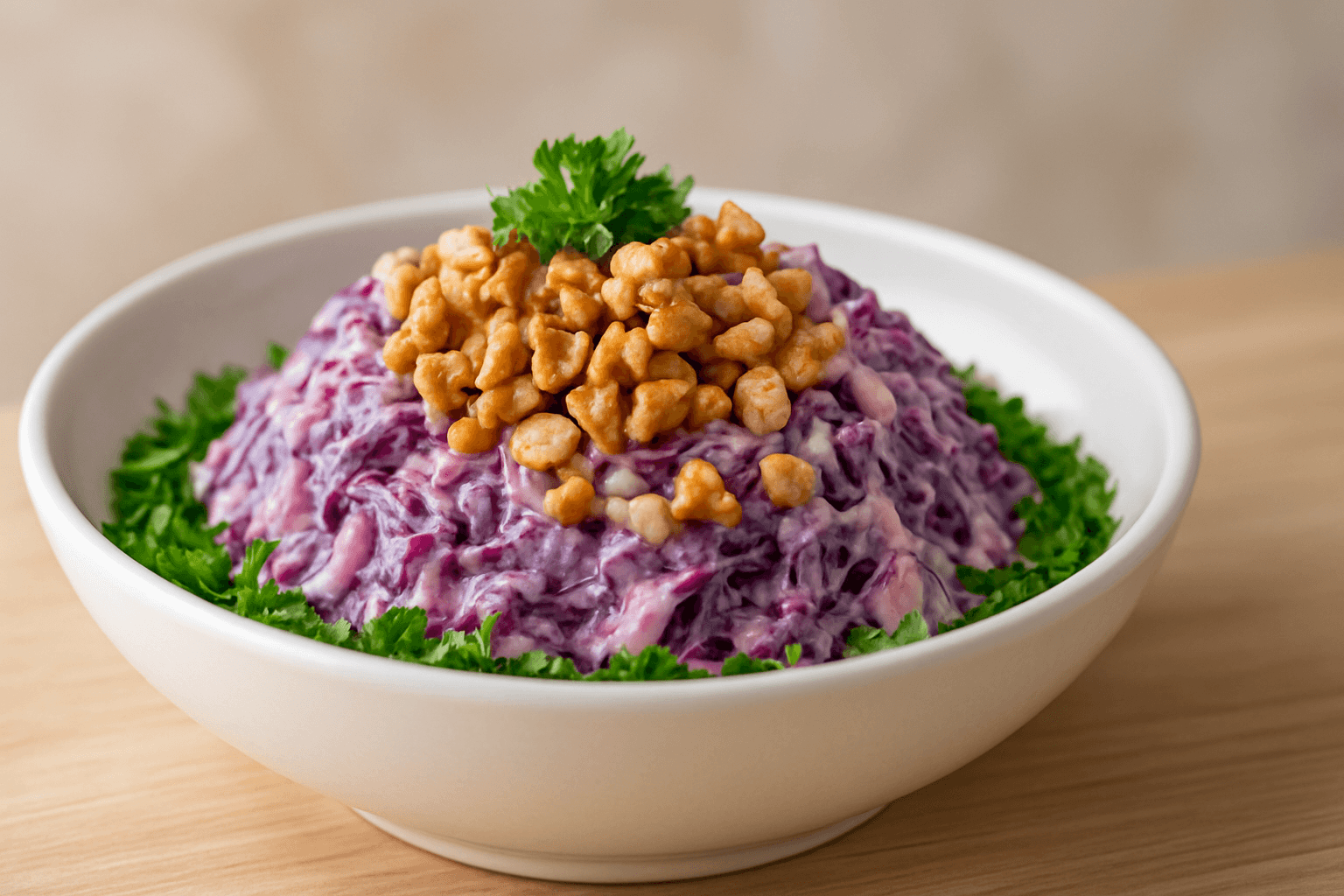 Mor Lahana Yoğurtlu Salata Tarifi (Cevizli)