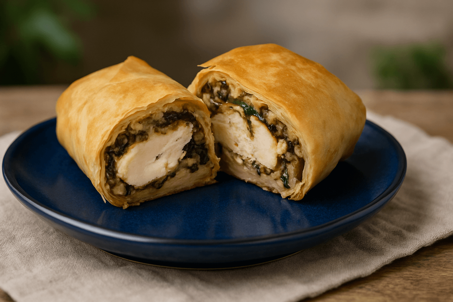 Yufkada Tavuk Göğsü Tarifi (Feta Peynirli)